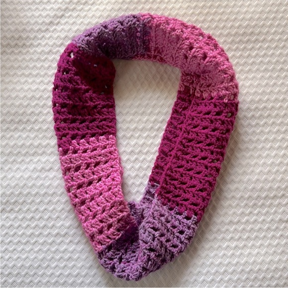 Hand Crafted Accessories - Pink and Purple Crochet Infinity Scarf